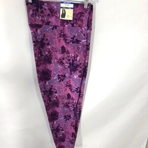 Terra & Sky High‎ Rise Fitted Women's Size 4X Full Length Leggings Purple Gym